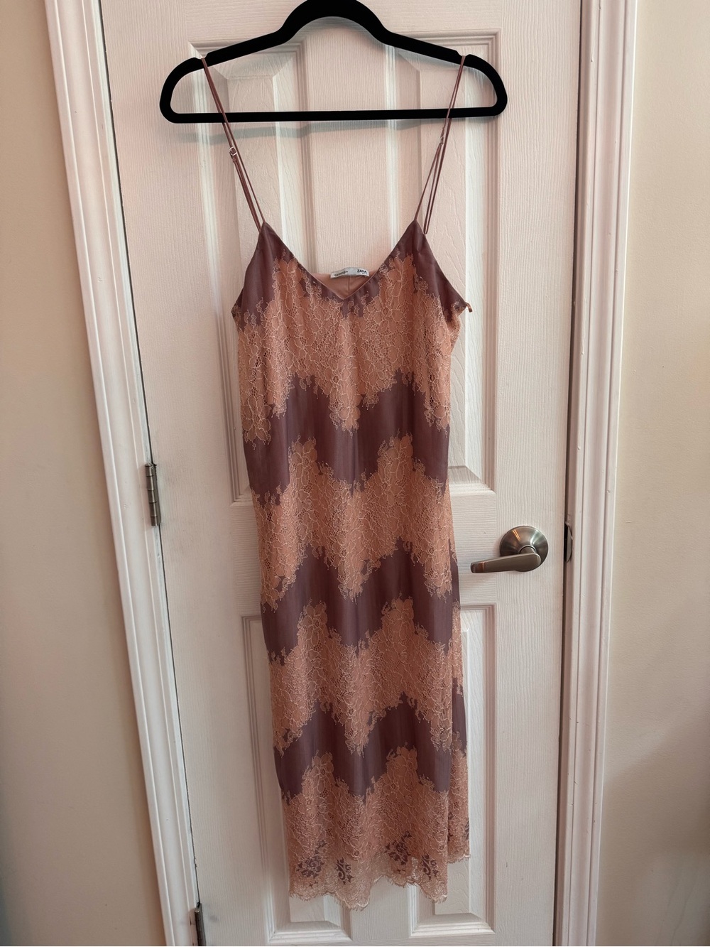 ZARA Pink Purple Lace Slip Midi Dress Size Medium - Picture 1 of 6